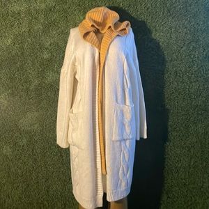 OVERSIZED CREAM AND GOLD HOODED CARDIGAN